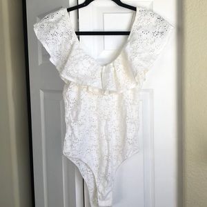 Oysho lace bodysuit, white, size M